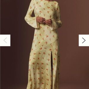 BHLDN Dani Long-Sleeve Open-Back Fit & Flare Maxi Dress